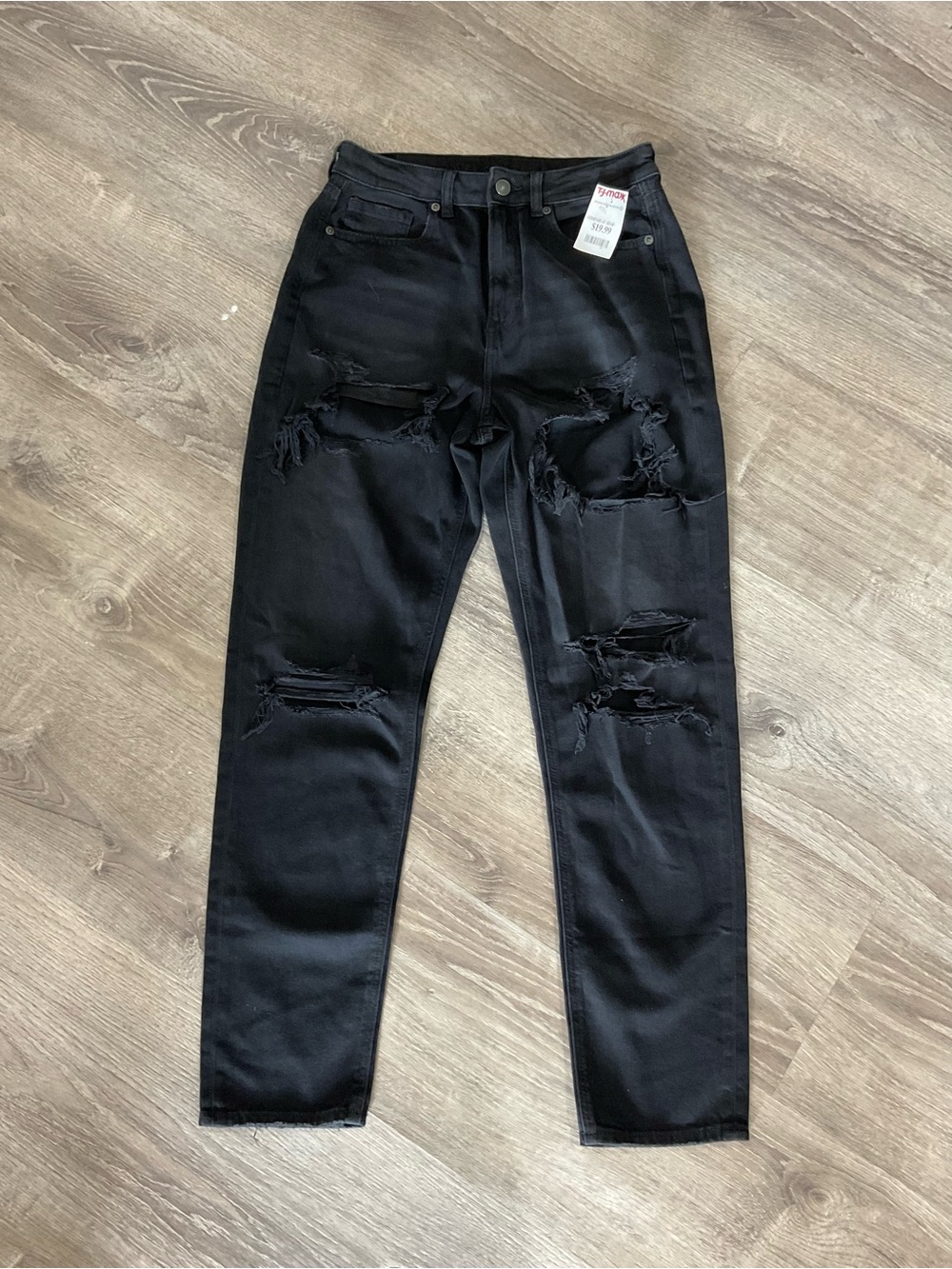 American Eagle Outfitters Black Distressed High-Rise Jeans